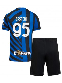 Otroški Nogometna dresi replika Inter Milan Alessandro Bastoni #95 Domači 2024-25 Kratek rokav (+ hlače)